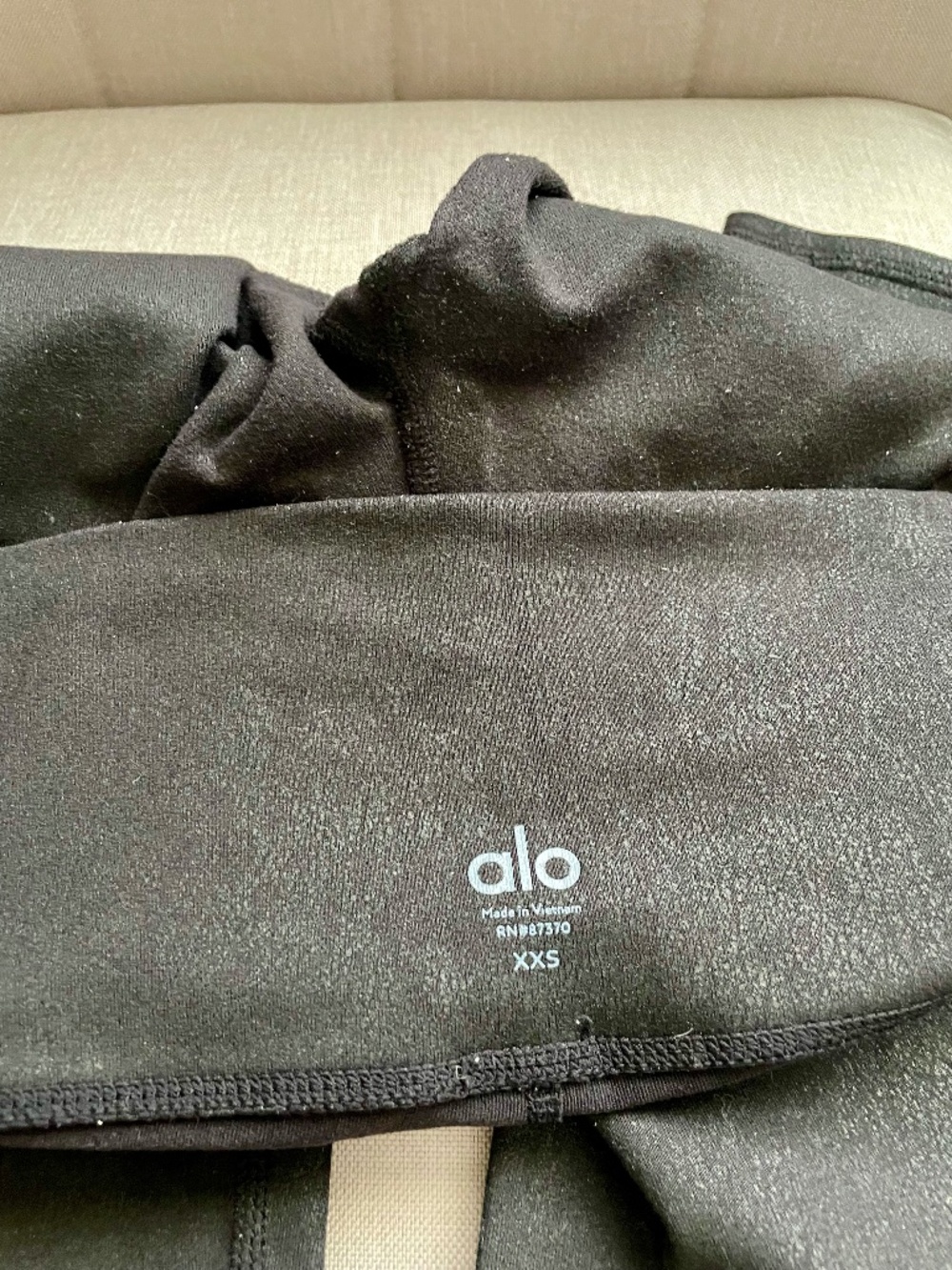 Alo Yoga Black High Waist Leggings Full Length Side Pocket Brushed Fabric XXS